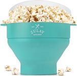 Zulay Kitchen Large Microwave Popcorn Maker - Silicone Popcorn Popper Microwave Collapsible Bowl With Lid - Family Size Microwave Popcorn Bowl - Aqua