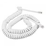 sourcing map Telephone Handset Cord, 4P4C 6.56 Feet Coiled Landline Phone Handset Cable for Home or Office White 2 Pack