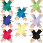 8 Pairs Women Sunblock Fingerless Gloves Summer UV Protection Driving Glove Non Slip for Outdoor Activities (Bright Colors)