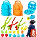 Snowball Maker Snow Molds Toys: Outdoor Winter Snow Molds Toys Kit for Toddlers and Kids Fun Play, Duck, Penguin, Heart Shaped Snowball Maker, Extended Handle Snow Ball Maker Clips Christmas Gifts