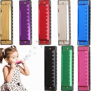 8 Pcs Metal Harmonica 10 Hole 10 Tones Titanium Color Harmonica Toys for Kids Beginners Early Education Musical Instruments Birthday Gift