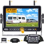 RV Backup Camera Wireless Strong Signal: HD 1080P 7'' Touch Key Recording Monitor Rear View System for Trailers/Trucks/5th Wheel 4 Channels Easy Setup Plug and Play for Furrion Pre-Wired Mount R12