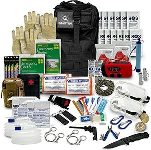 UrbanPrepp Complete 72 Hour Survival Kit - 2 Person Survival Kits, Deluxe Bug Out Bag, Emergency Bugout Backpack for Floods, Blackout, Disaster Preparedness Earthquake Supplies, Survival Pack