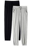 Vislivin Casual Womens Pants Soft Lounge Pants Sleep Pajama Bottoms with Pocket Black/Gray L