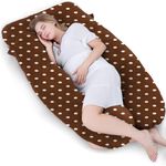 Mom's Moon U Shape Full Body Support Pregnancy/Maternity Pillow for Pregnant Women Sleeping Hip/Back/Legs/Neck Support with Removable Dot Printed Velvet Cover (Brown)