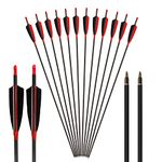 MS JUMPPER Archery Carbon Arrows 400 Spine with 4" Real Feather Fletching 100 Grain Points for Compound Recurve Longbow (12 Pack) (30 Inch Arrows)