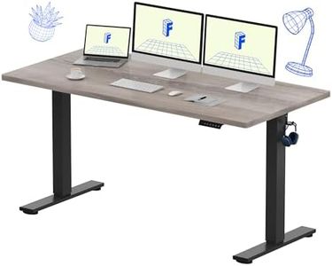 FLEXISPOT EN1 One-Piece Standing Desk with 1-Inch Thick Desktop, 60"x24" Electric Height Adjustable Desk for Home Office & Multi-Device Workstations, Gray Wood