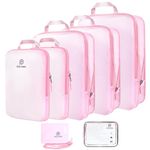 PFEYRPK 7 Set Compression Packing Cubes for Travel,Expandable Packing Organizer with Clear Toiletries and Backpack Bag for Suitcase,Lightweight Travel Bags for Vacation,Camping, business.