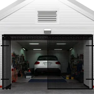 Sliding Garage Door Screen with Track & Magnetic Closure, Fully Retractable Fiberglass Mesh Screen Door for 2-Car Garage Openings (Fits 16x7 Ft), Garage Screen with Weighted Bottom for Bug Protection