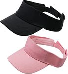 Kids-Sun-Visor Girls Golf Hat Adjustable Sport-Tennis-Visor Fit 6-12 Years, Pink+black, 6-12 Years