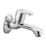 LIPKA Apple Bib Cock Long Body Brass Faucet with Flange | Wall Mounted Chrome Finish Faucet/Tap for Kitchen & Bathroom