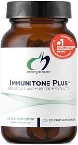 Designs for Health Herbal Immune Support with Mushrooms, Echinacea, Green Tea, Astragalus + Elderberry - Immunitone Plus Pills - Non-GMO Supplement (120 Capsules)