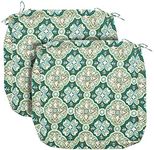 FUNHOME 2 Pack Outdoor Cushion Slipcovers 24" x 24" x 4", No Insert! Water-Resistant Patio Chair Seat Cushion Covers with Zipper and Tie, Replacement Cover Only(Green Medal