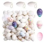 THE TWIDDLERS - 100 Plastic Easter Eggs to Colour & Paint, 6cm White Blank - Hanging Kids Art & Craft DIY Egg Hunt Basket Decoration for Party