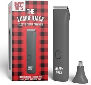 HAPPY NUTS The Lumberjack Electric Groin & Body Hair Trimmer for Men - Mens Body Groomer Kit for Privates - Smooth Ball & Pubic Hair Shaver (Graphite)