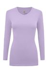 Natural Uniforms Women's Long Sleeve V-Neck T-Shirt Under Scrub (Lavender, Medium)