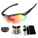 Polarized Sport Sunglasses for Men & Women, X7 Army Tactical Goggles with 4 Interchangeable Lens for Driving Motorcycle Cycling Shooting Hunting Running Skiing Fishing