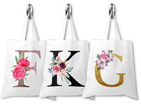 Personalised Tote Bag, Initial Tote Bag, Floral Watercolour Bag, Pink, Black or Rose Gold, Gift For Her, Alphabet Letter Tote Bag, Custom Floral Gift Bag, Bridesmaid Bag, Womens Bag