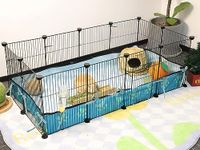 CHEGRON Guinea Pig Cages Expandable 4x2 C&C Cage Habitats for 2 Small Animal House Pet Puppy Playpen Indoor Rabbit Hedgehog Cage 12 Panels Metal Grids with PVC Liner, 48x24x16 inch