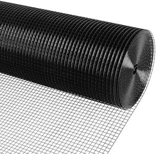 KANERS Black PVC Vinyl Coated Wire Mesh Hardware Cloth 1/2 in 48”x50’ 19 Gauge, Welded Wire Fencing Chicken Wire Mesh Roll Cage Wire Netting