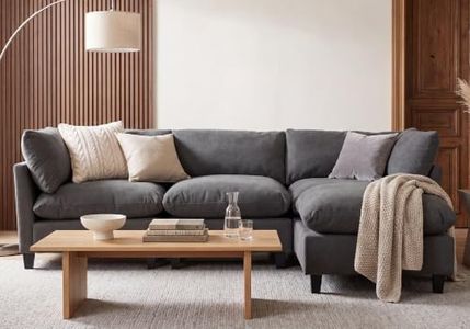 Iroomy Modular Sectional Sofa, Oversized Chenille Cloud Couch, Deep Comfy Seat, 4-Seater Sofas, Couches for Living Room, Dark Grey