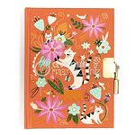 Avenue Mandarine - Ref CO206C - Private Diary with Padlock Closure - Cats & Flowers Design - 240 Ruled Pages, 110 x 140mm, Supplied with 2 Keys, Suitable for Ages 6+