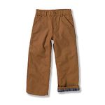 Carhartt Big Boys' Washed Flannel Lined Dungaree Pant, Carhartt Brown, 16