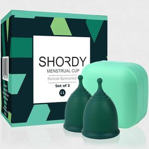 Shordy Menstrual Cup, Set of 2 with Mini BOX, Period Cup Made with Medical Grade Silicone, Hygienic and Safe, Better Alternative to Sanitary Pads and Tampons (Large (Pack of 2))