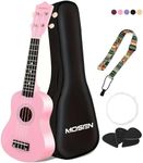 MOSEN Ukulele for Beginners 21 Inch All in One Kit Beginner Professional Ukulele Including Straps, Strings, and Paddles (Pink)