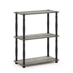 Furinno Turn-N-Tube 3-Tier Compact Multipurpose Shelf Display Rack, Classic, French Oak Grey/Black