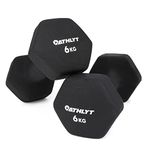 Athlyt - Neoprene Dumbbell Weights, 2 x 6kg, 06# 2 X 6 Black