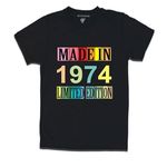 MTEE Men's Cotton Birthday T-Shirts/Made in 1974 Limited Edition 50th Birthday Tshirts/Regular Fit Cotton Round Neck Half Sleeve (Men's T-Shirt Black -XL)