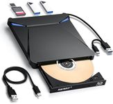 Haiway 5 in 1 External Blu-ray Burner Drive, USB 3.0 & Type-C DVD/CD/Blu ray Burner Writer with SD/TF Card Reader, Supports 100GB Discs R/W for Windows, Linux, macOS (PC/Laptop/Desktop)