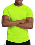 Quick Dry Workout Shirt Men(Neon Green(Solid),XXL)