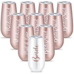 Bridesmaid Wine Tumblers, Bride Champagne Flute Maid of Honor Bride Mugs, 6 oz Stainless Steel Bridesmaid Proposal Gifts for Engagement Wedding Bachelorette Party Supplies (Set of 10)