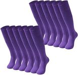 HAPYCEO Purple Softball Socks Bulk, Men Long Tube Cheerleading Baseball Soccer Football Athletic Knee High Uniform Team Socks 12 Pairs