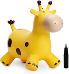U&C Planet Bouncy Toy for Children, Inflatable Giraffe Yellow Giraffe Bouncer with Hand Pump, Jumping Horse Bouncy Toy, Gift for Children Aged 1-6