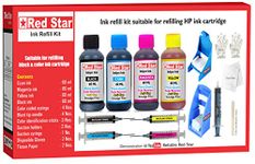 Red Star Ink Refill kit with Suction Holder Suitable for HP 805 Black & Color Cartridge with 240 ml Compatible Ink, Tools & Instructions