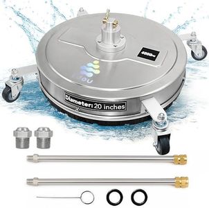 EDOU Direct Pressure Washer Surface Cleaner 20" with Wheels | Stainless Steel | Heavy Duty | 4,000 PSI Max Working Pressure | Includes: 2 Pressure Washer Extension Wand Attachments