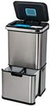 Addis 50 Litre Recycling Sensor Tower Bin with 4 compartments Wet Dry Kitchen Utility Waste Trash, Stainless Steel