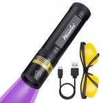 Alonefire SV77 10W 365nm UV Torch Flashlight USB Rechargeable Blacklight Money Detector for Pet Urine Detector, Resin Curing, Scorpion, Fishing, Minerals with UV Protective Glasses, Built-in Battery