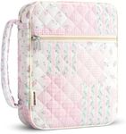 WOBAGMEN Bible Cover Case for Women,Large Bible Tote Bags Organizer Quilted Carrying Case for Girls,Bible Study Supplies Accessories Christian Gifts for Women (Pink Floral pin, M)