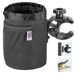 KEMIMOTO Motorcycle Cup Holder, Oxford Fabric Drink Cup Can Holder with Drain and Alligator Clamp, Bar Cup Holder for Motorcycle, ATV, Scooter, Marine Boat,Bike, Wheelchair, Walker, Golf Cart, Black