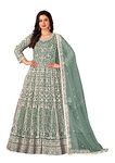 RUDRAPRAYAG Net And Santoon Anarkali Gown for Women | Semi Stitched Embroidered Gown for Women 2023 | Long Gown | Gown in Clothing & Accessories