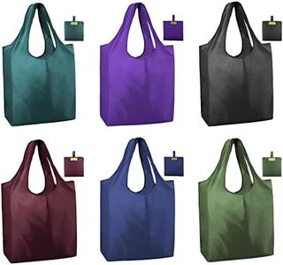 BeeGreen Reusable Grocery Bags 6 Pack Foldable Tote Bag For Women with Pouch Bulk X-Large 50Lbs Machine Washable Polyester Fabrics Grocery Bags Durable for Men Shopping Bags Tote Bag 6 Colors
