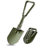 REDCAMP Military Folding Camping Shovel，High Carbon Steel Entrenching Tool Tri-fold Handle Shovel with Cover