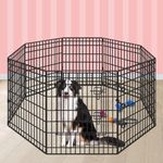 Beastie 36" Foldable Pet Dog Metal Playpen, Universal Portable Pet Exercise Cage Play Yard Enclosure Fence for Indoor Outdoor, 8 Panels Folding Dog Play Pen Frame for Puppy Cat Rabbit Animal