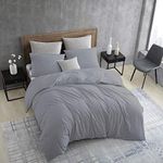 Bhoomi Impex 100% Cotton Duvet Cover Only, 1 Piece Premium Duvet Cover- 400 TC Egyption Cotton Duvet Cover Only 90"X86"(King,Light Grey Solid)