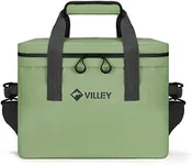 VILLEY 20L Insulated Soft Cooler Bag with Removable Shoulder Strap, Green, 30 Cans