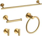 Ntipox Brushed Gold Bathroom Hardware Set 5 Piece, SUS304 Stainless Steel Bath Towel Bar Set 24 Inch,Towel Rack Set,Gold Bathroom Accessories Kit Wall Mounted, YM0423-G